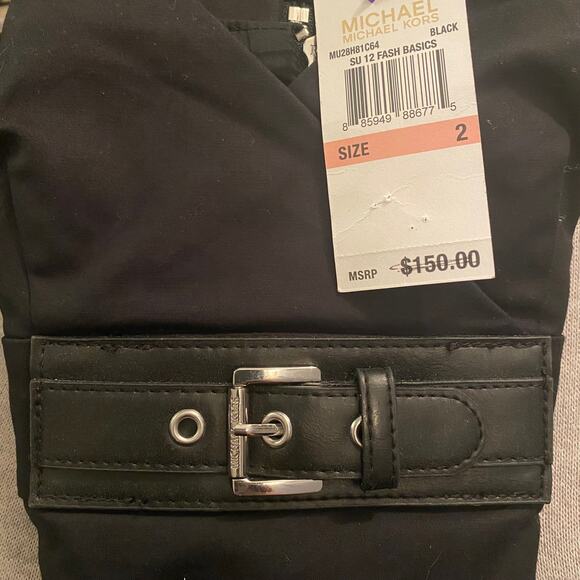 Michael Kors Bodycon Silver Belt Buckle Sexy Little Black Dress Mini Length LBD - Picture 7 of 9